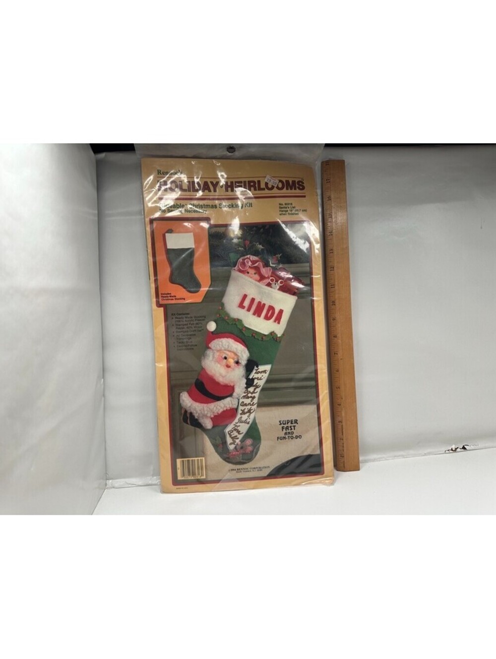 Rennoe's Holiday Heirlooms Christmas Stocking Kit Vintage 84 Santa List Felt DIY
